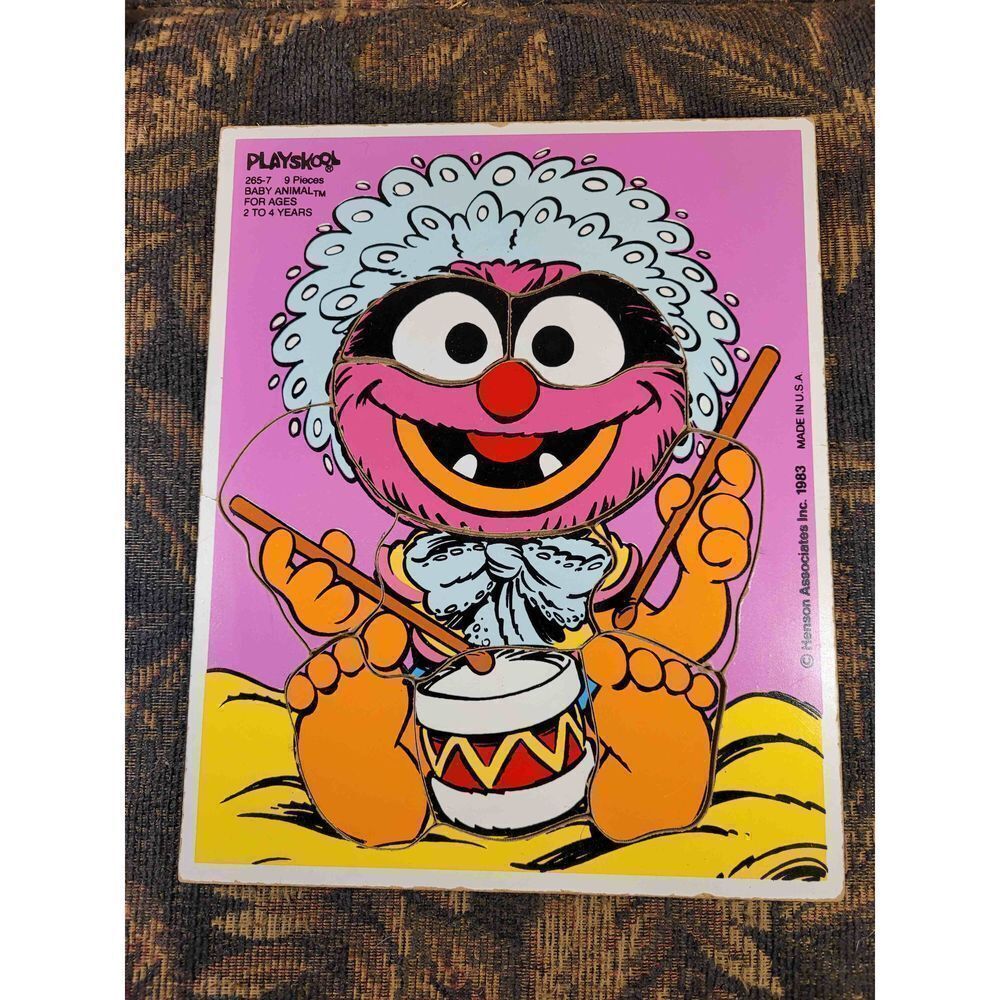 Vintage 1983 Playskool Baby Animal Wood Puzzle